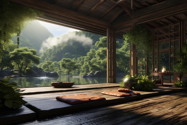 Concept of relaxation in yoga retreats amidst nature