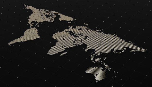 Concept of rich gold black world map business finance isolated\
background. 3d illustration