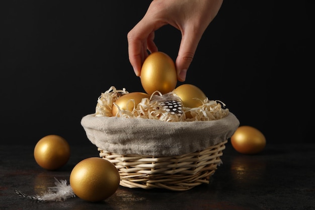 Concept of Richness and prosperity golden eggs