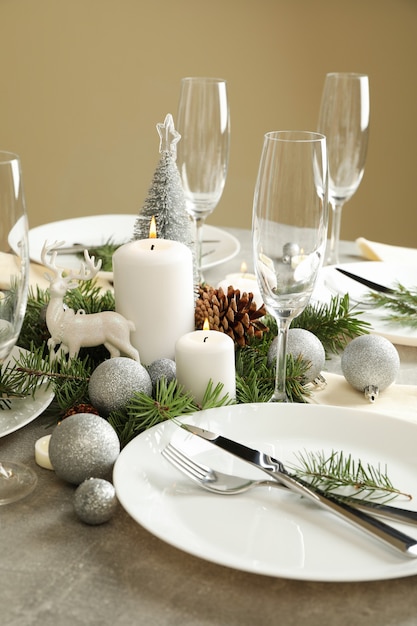 Concept of romantic New year table setting