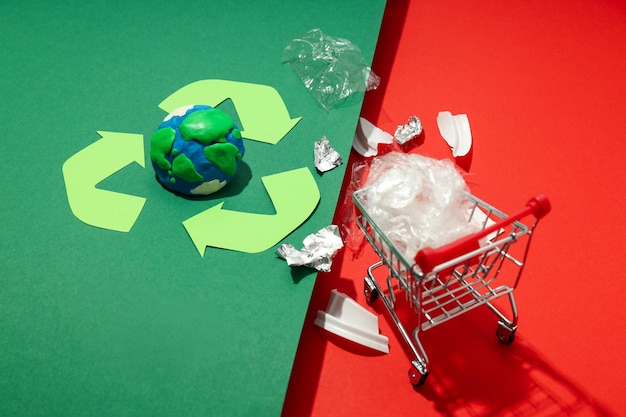 Photo concept of save the world and recycling