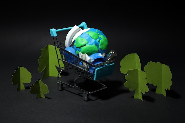 Photo concept of save the world and recycling