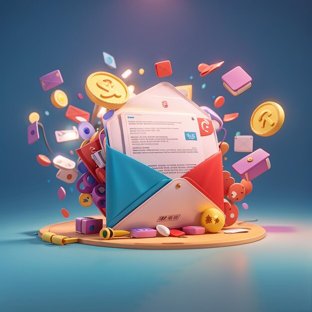 A concept of send mail in 3d illustration