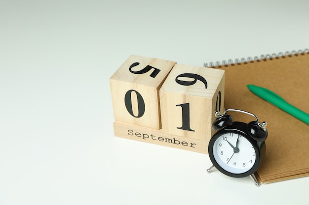 Concept of September 1 on white background