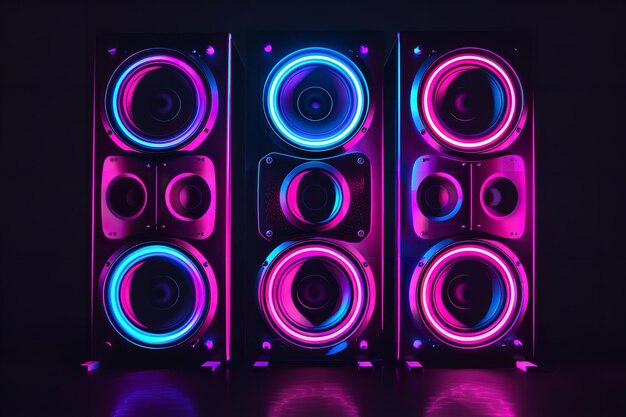 Concept for a set of speakers with neon lights Generative Ai