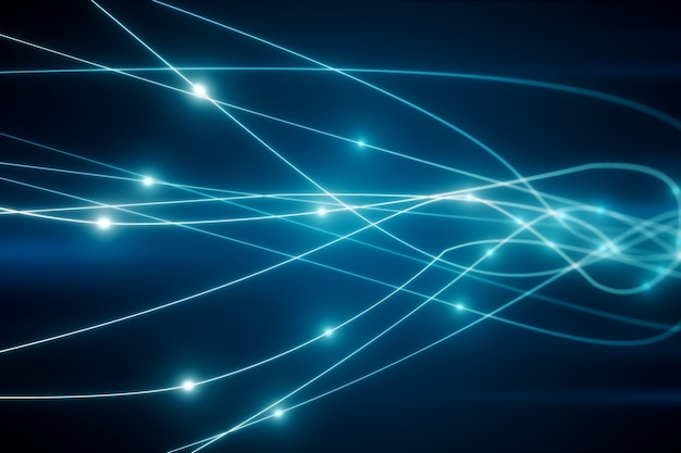 The concept of signal transmission over an optical fiber 3d illustration