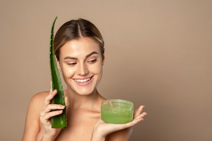 The concept of skin care moisturizing with natural cosmetics