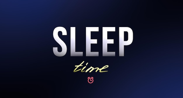 SLEEP TIME의 개념은 파란색 배경 3D 렌더에서 알람 시계와 함께 잠자는 시간 단어