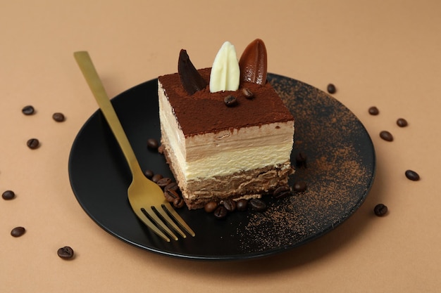 Concept smakelijk dessert met Tiramisu-cake close-up