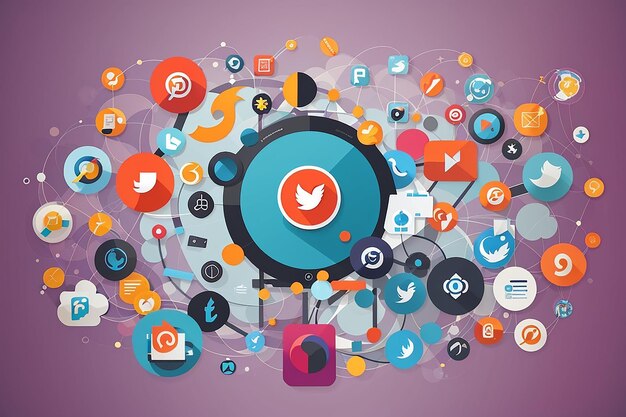 Concept Social Media Verschillende sociale iconen