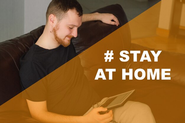 Concept Stay at home social media campaign for coronavirus prevention