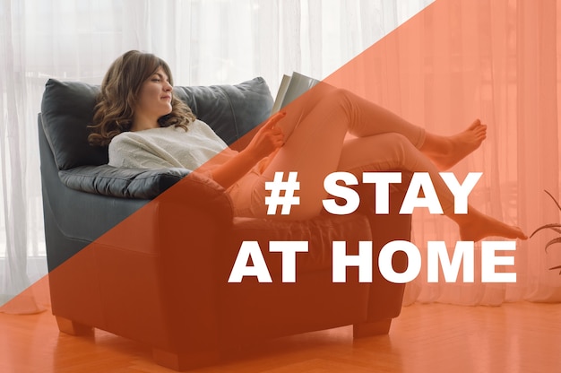 Concept Stay at home social media campaign for coronavirus prevention