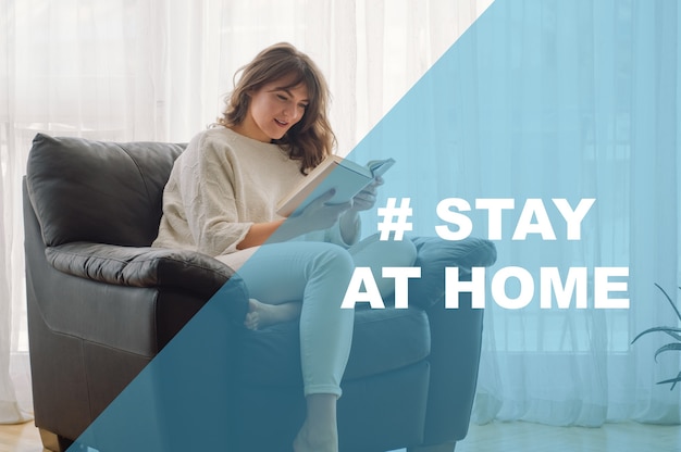 Concept Stay at home social media campaign for coronavirus prevention