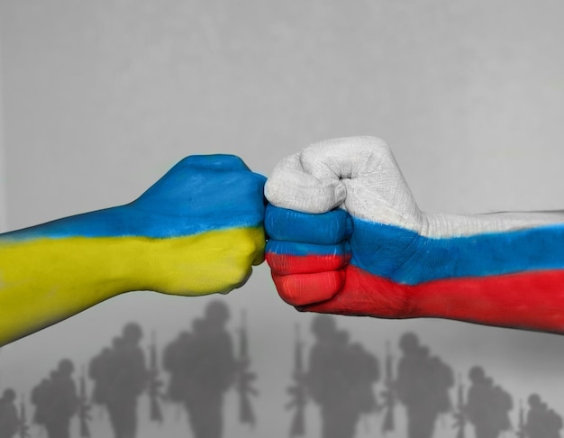 Concetto di relazioni tese e guerra tra ucraina e russia