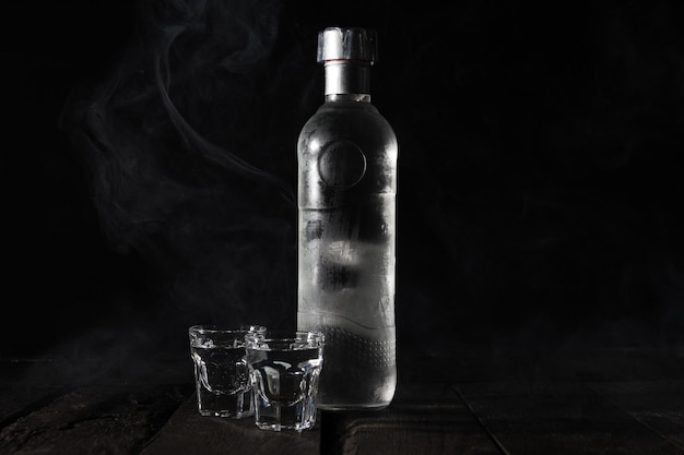 Concept of strong alcoholic drink vodka drink