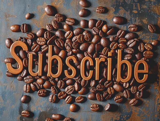 Photo concept of subscribe symbol on coffee beans