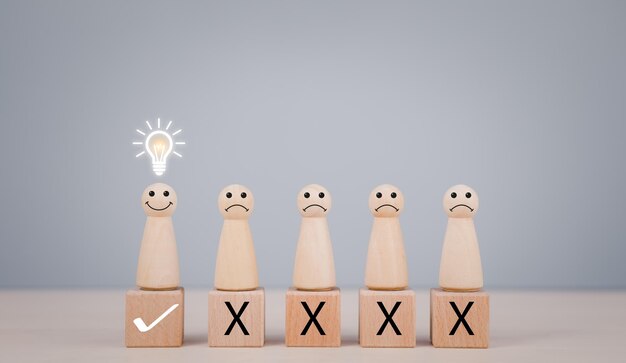 Concept success business create idea for leader team, leadership business concept, teamwork power and confidence,wooden figures group leader connection to business vintage background conceptual.