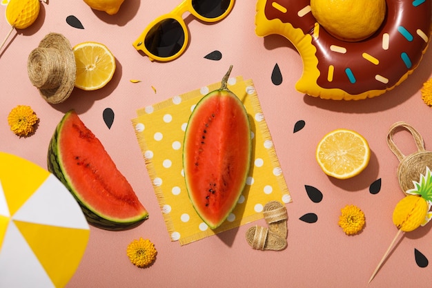 Photo concept of summer time with fresh watermelon