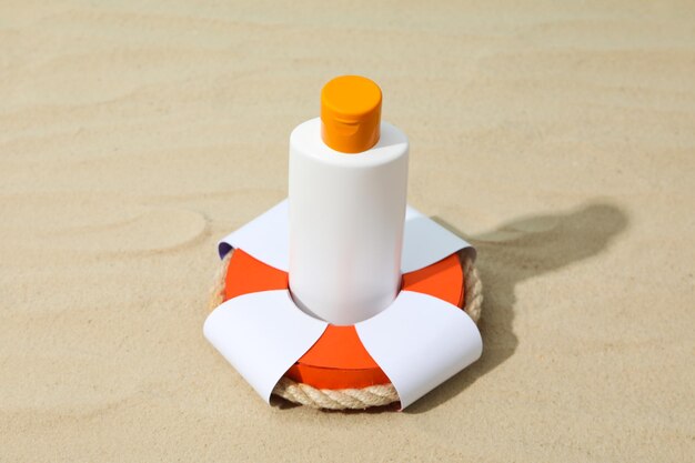 Concept of summer vacation skin care accessories