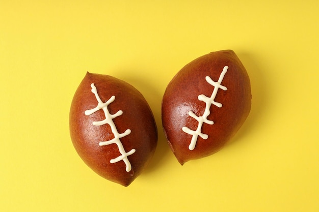 Photo concept of super bowl snacks on yellow background