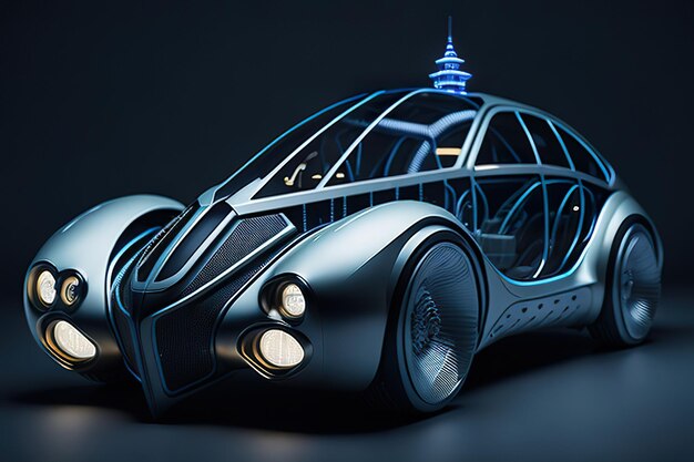 Concept Super modern retrofuturistic car with neon accents Generative AI