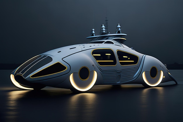 Concept Super modern retrofuturistic car with neon accents Generative AI