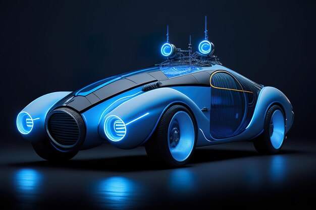 Concept Super modern retrofuturistic car with neon accents Generative AI