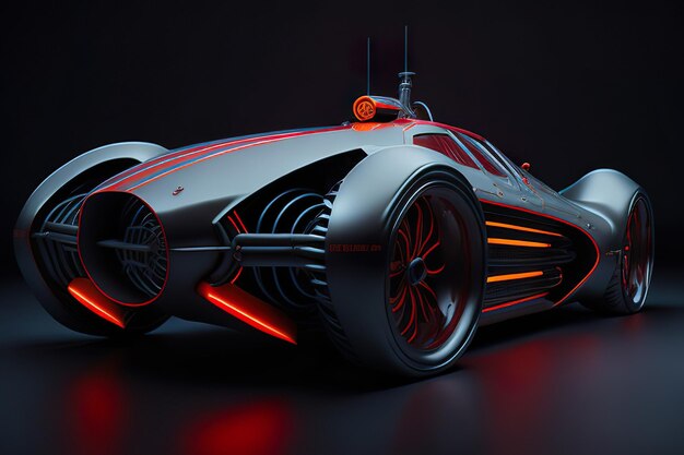 Concept Super modern retrofuturistic car with neon accents Generative AI