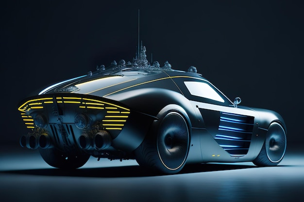 Concept super moderne retrofuturistische auto met neon accenten Generatieve AI