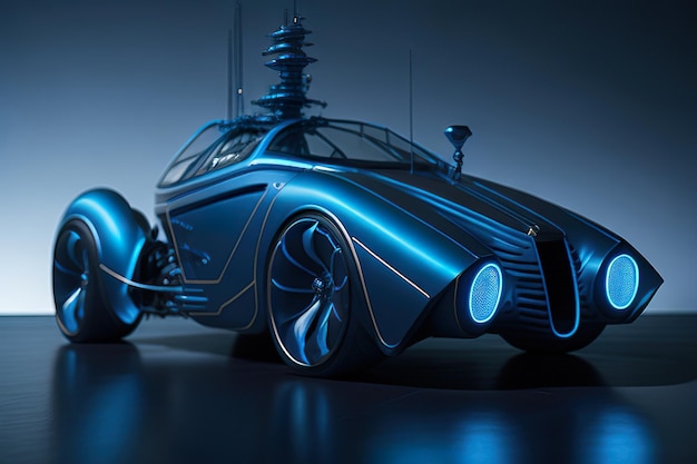 Concept super moderne retrofuturistische auto met neon accenten Generatieve AI