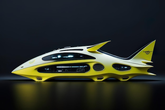 Concept super moderne retrofuturistische auto met neon accenten Generatieve AI