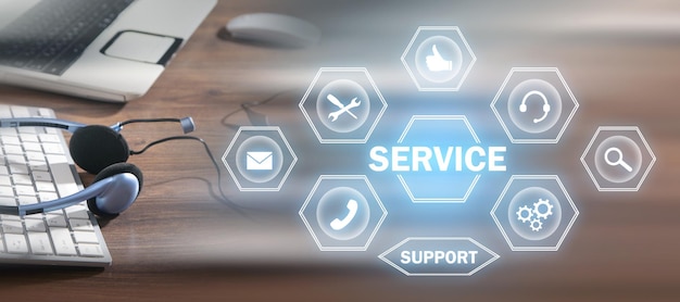 Photo concept of support service internet business technology