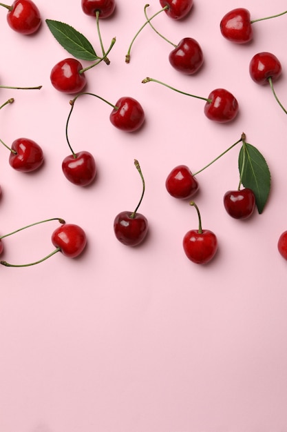 Photo concept of sweet berry with red cherry