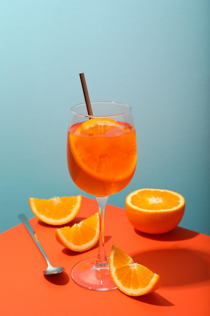 Concept of tasty alcohol drink Aperol Spritz