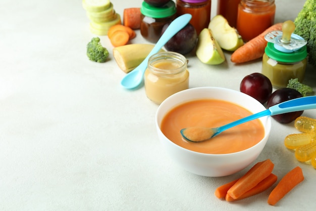 Photo concept of tasty baby food or nutrition