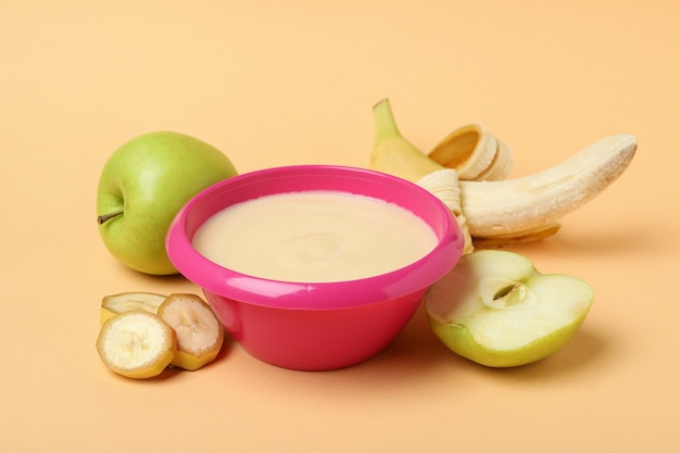 Concept of tasty baby food or nutrition