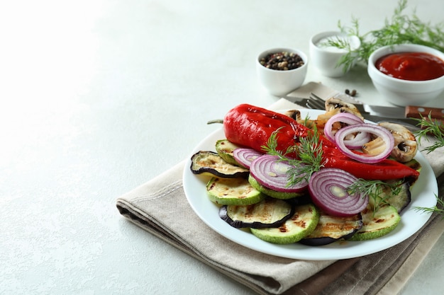 Concept of tasty eating with grilled vegetables