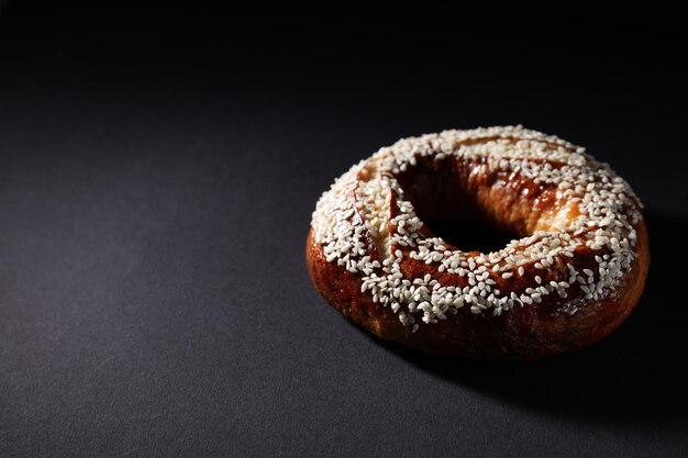 Concept of tasty food - bagel, space for text