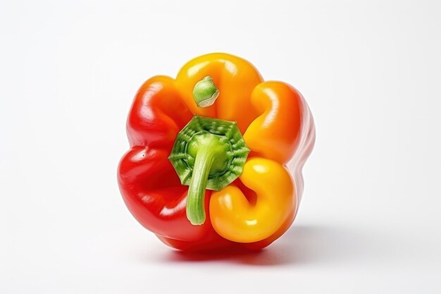 Concept of tasty food with bell pepper on white background