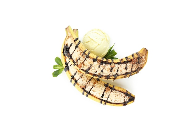 Photo concept of tasty food with delicious banana dessert