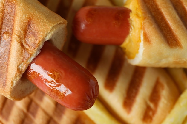 フランスのホットドッグとおいしい料理のコンセプト