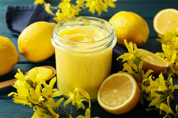 Concept of tasty food with lemon curd