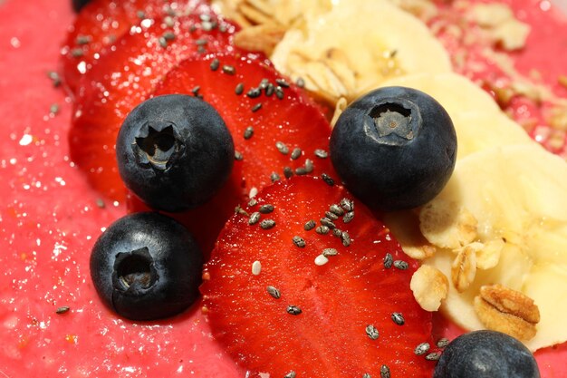 Concetto di cibo gustoso e sano con frullato