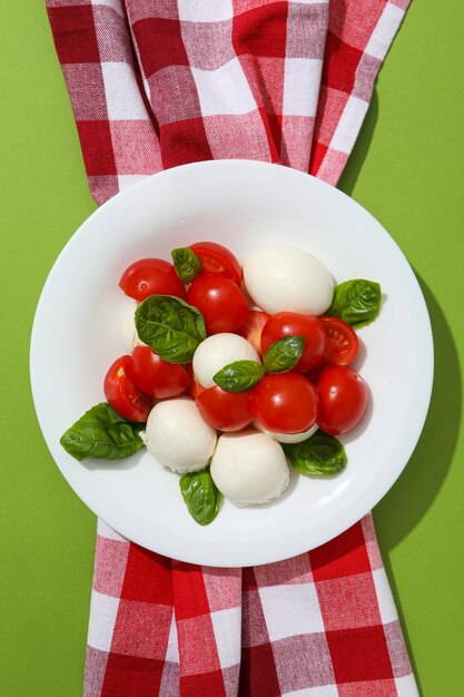 Concept of tasty Italian cuisine food Caprese salad