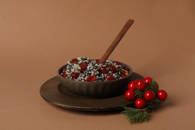 Photo concept of tasty orthodox christmas food kutya