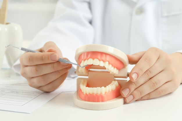 Concept of tooth treatment and dental care