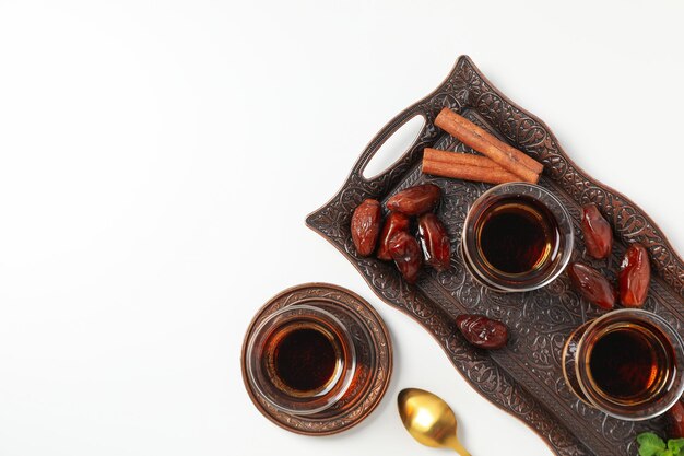 Концепция традиционного турецкого горячего напитка турецкого чая пространство для текста