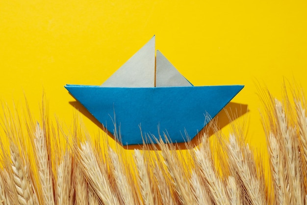 Concept of travel and adventure with paper boat