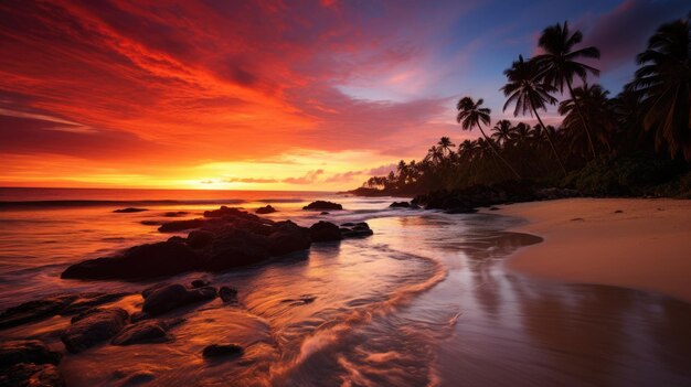 Photo concept of travel agencies beautiful sunset on an exotic island