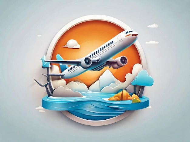 Photo concept travel travel the world by airplane attractions planet 3d illustration